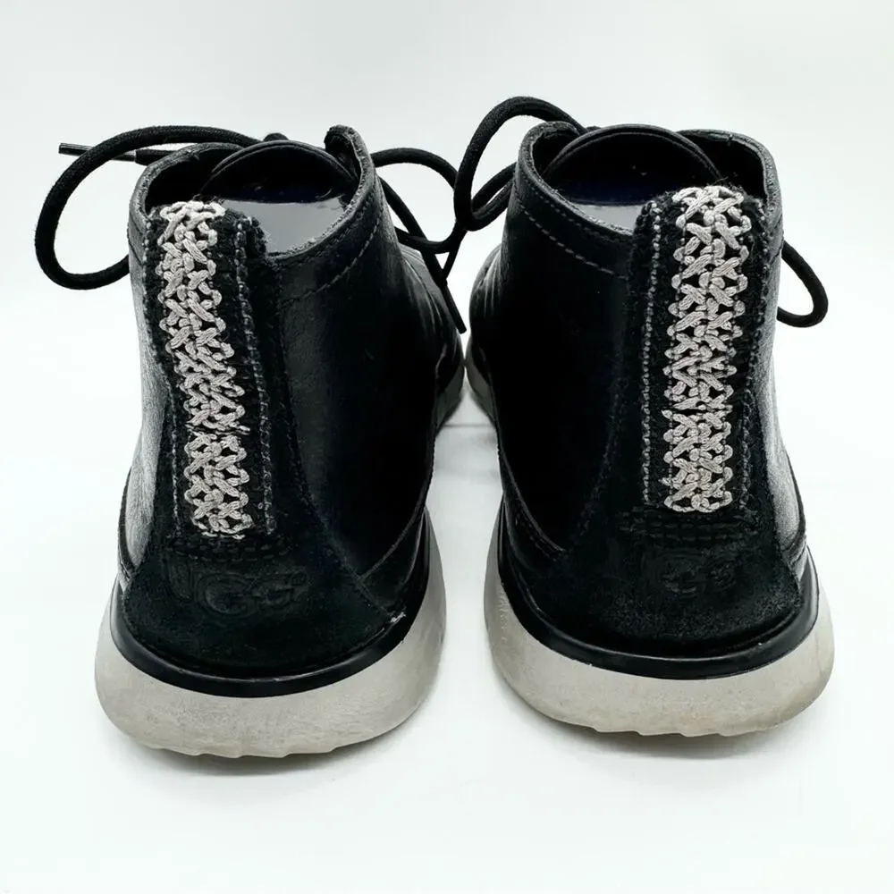 UGG Men's Freamon Grain Leather Lace Up Desert Boots Black 9.5 Business Casual
